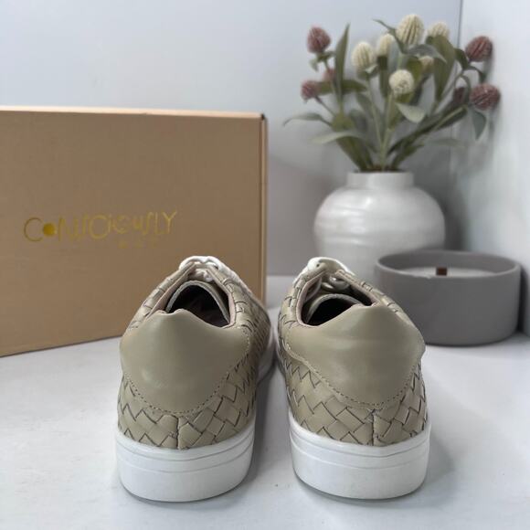 Consciously Baby Leather Woven Sneaker Lace Up Shoes Bone Women's 6 NWB - Picture 4 of 10